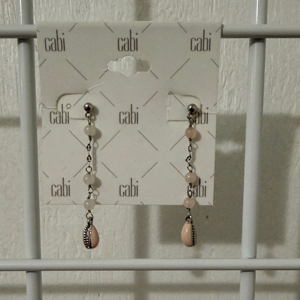 CAbi Soft Pink and Silver Dangle Bead Earrings